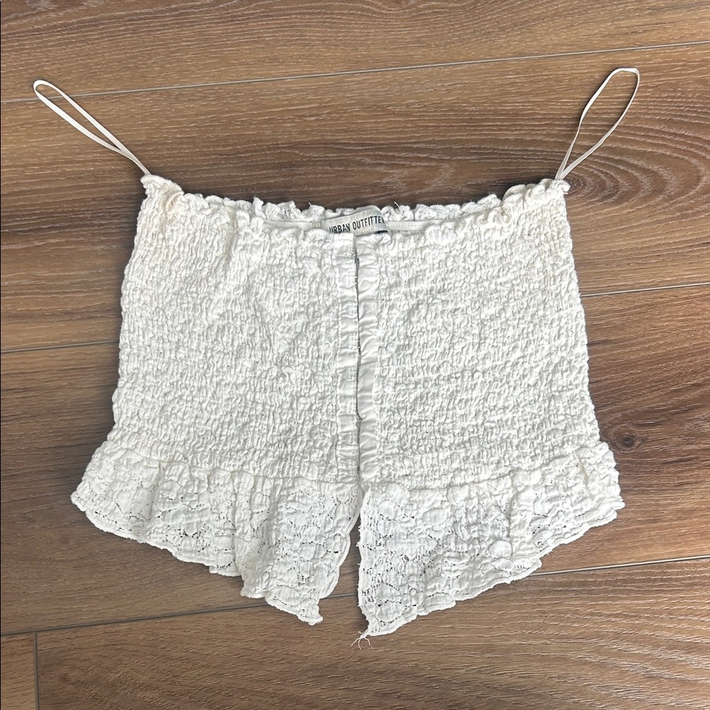 Urban Outfitters Cream Textured Strapless Top